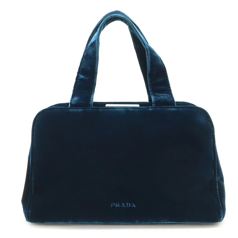 Prada handbag coin tote velvet PETROLIO blue green